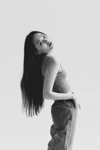 women long hair brown and red black and white